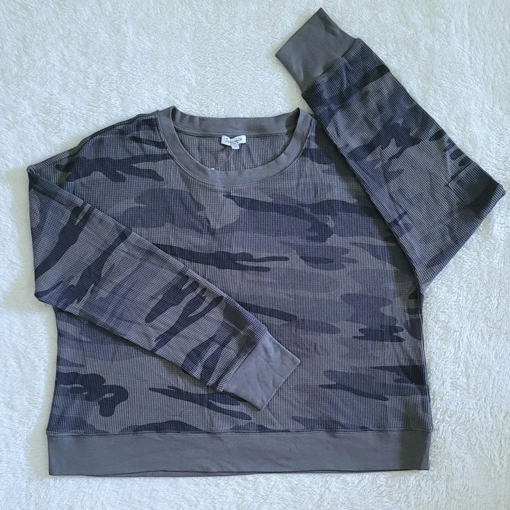 Splendid👍 Cropped Waffle🧇 Knit Camouflage🪖 Sweater - NWT
